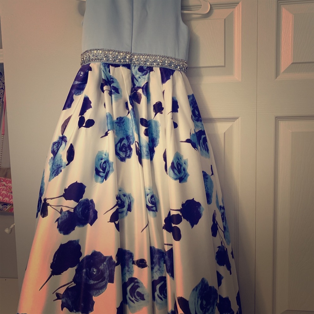 Girls Pageant Dress - Blue Floral